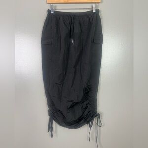 Black Drawstring Skirt Cherry mellow nylon skirt large avantgarde alternative